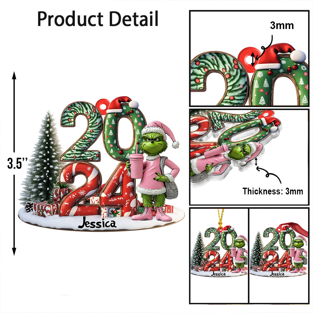 Personalized Grinch Christmas Ornament Custom Shaped Gift 2024 One-sided Custom Shaped Ornament GradoCreations