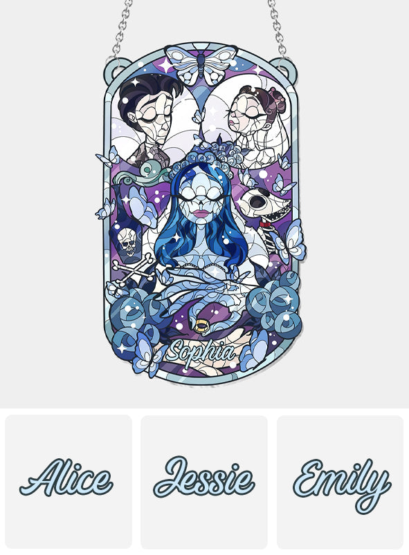 Personalized Halloween Bride Suncatcher Ornament for Home Decor Window Hanging Suncatcher Ornament GradoCreations