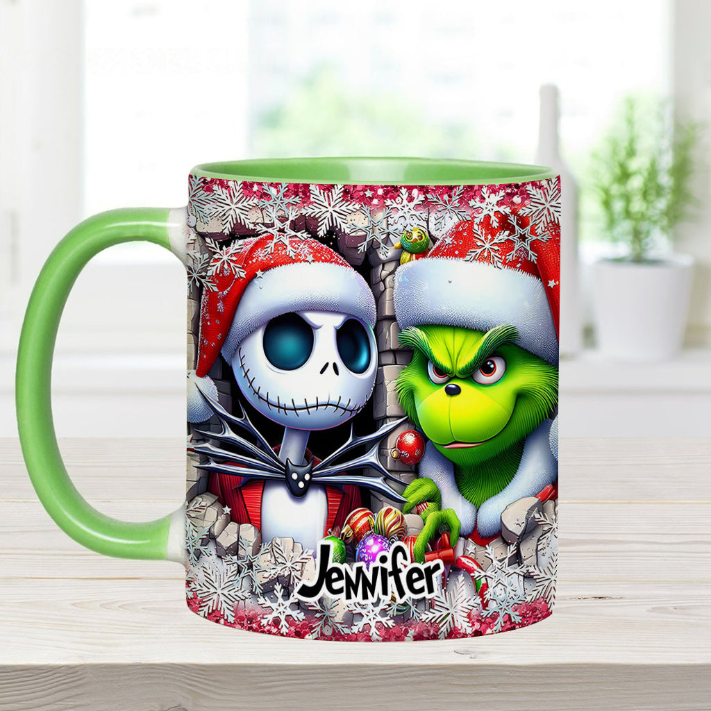 Personalized Nightmare Christmas Accent Mug Custom Name Gift Accent Mug GradoCreations