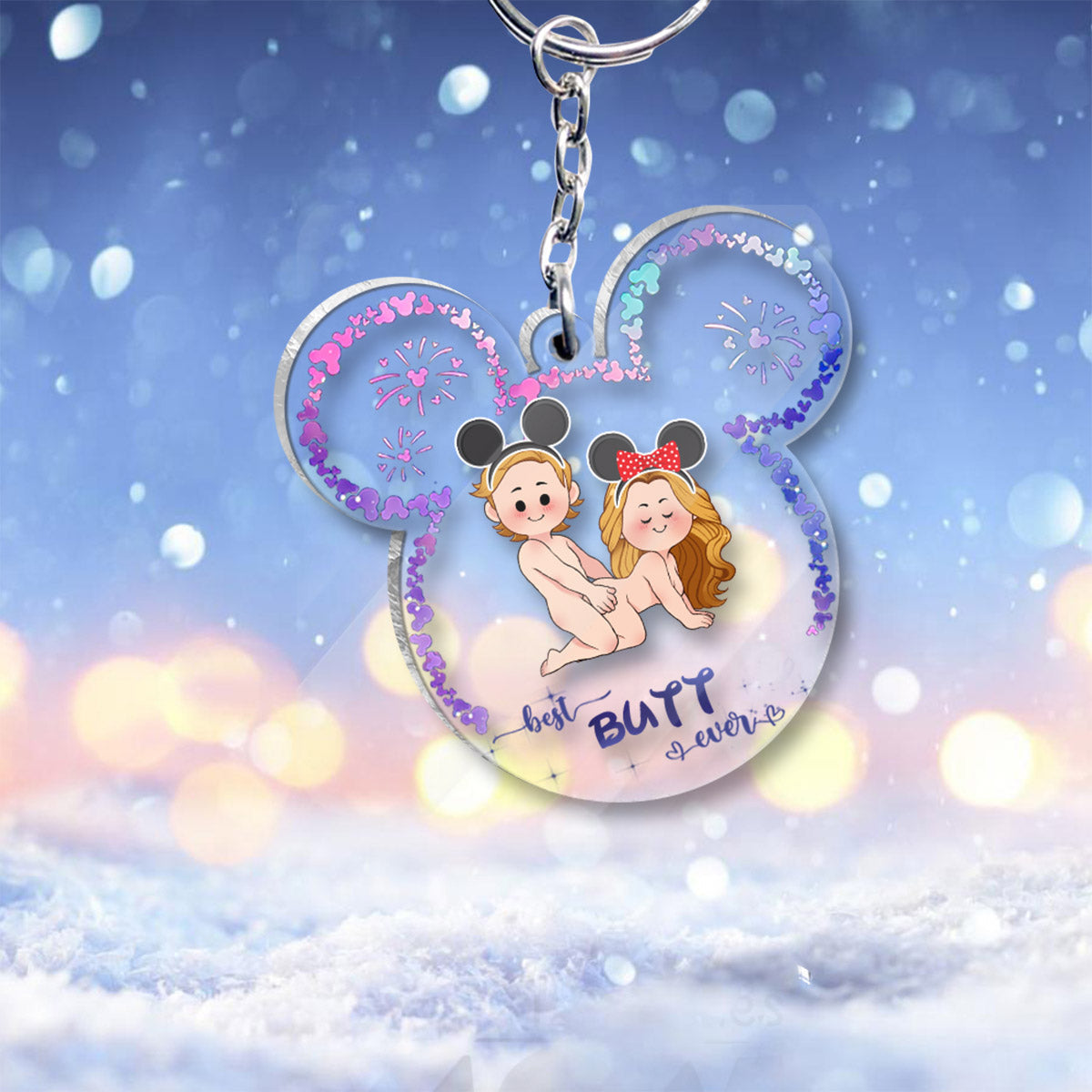 Personalized Transparent Mouse Ears Keychain Custom Gift One-sided Keychain GradoCreations