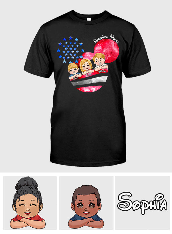 Personalized America Mama T-Shirt & Hoodie Custom Family Gift T-shirt & Hoodie GradoCreations