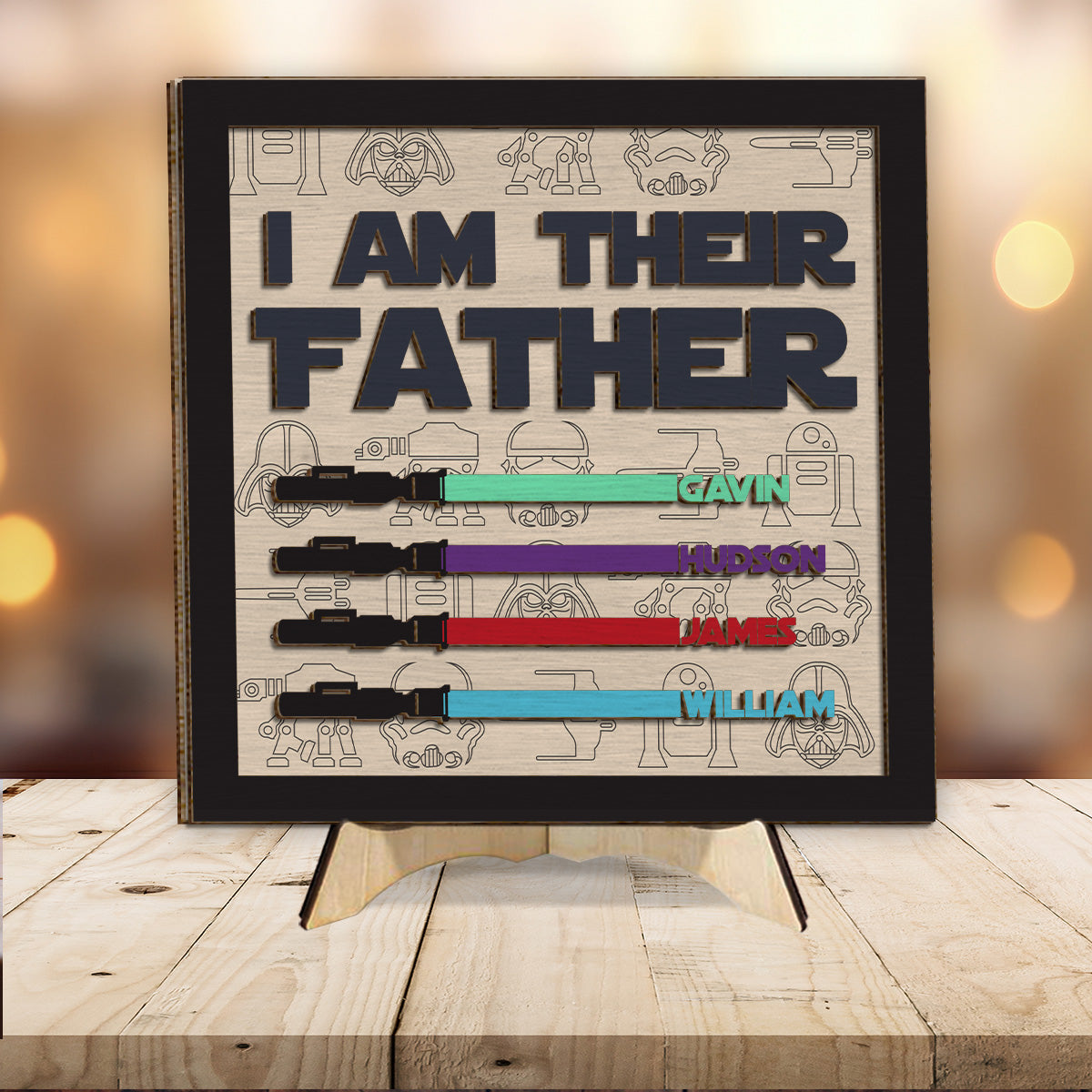 Personalized 2 Layered Wood Plaque I Am Their Father Gift for Dad 2 Layered Wood Sign GradoCreations