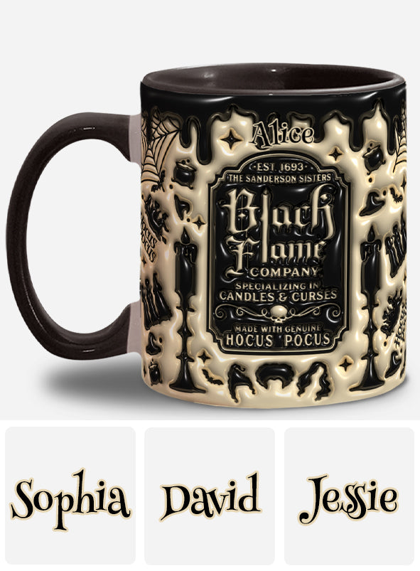 Personalized Black Flame Company Accent Mug Custom Name Halloween Gift Accent Mug GradoCreations