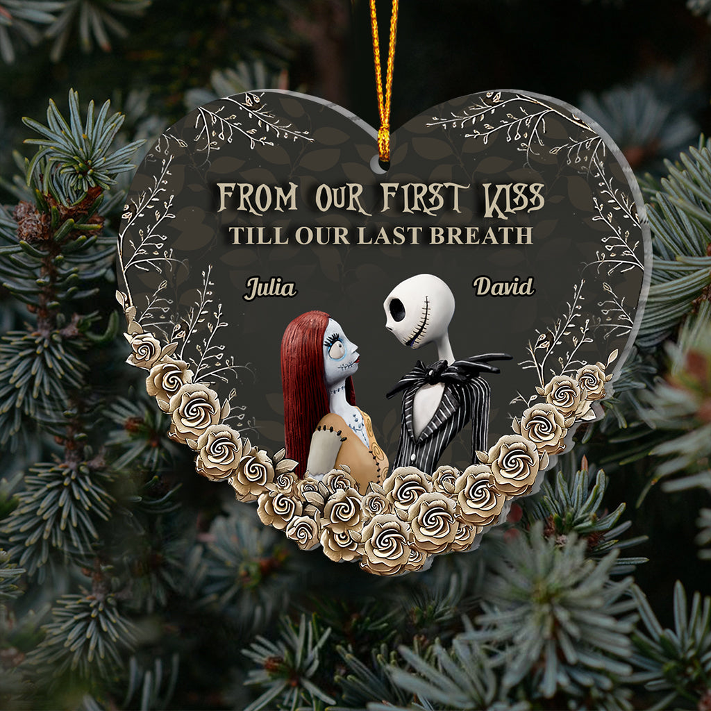 Personalized Nightmare Before Christmas Heart Ornament Custom Names Gift for Couples Ornament GradoCreations