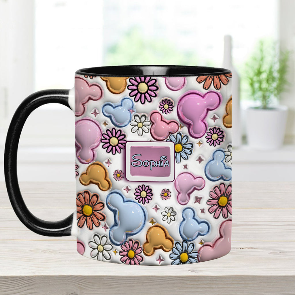 Personalized Disney Floral Accent Mug with Custom Name Gift for Mom Accent Mug GradoCreations