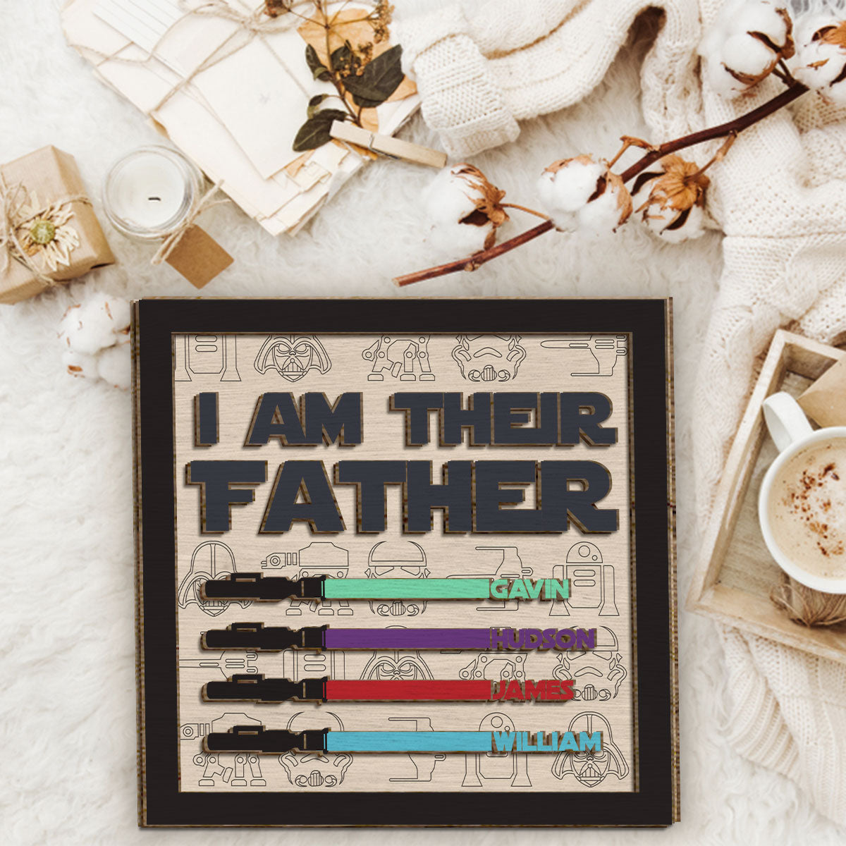 Personalized 2 Layered Wood Plaque I Am Their Father Gift for Dad 2 Layered Wood Sign GradoCreations