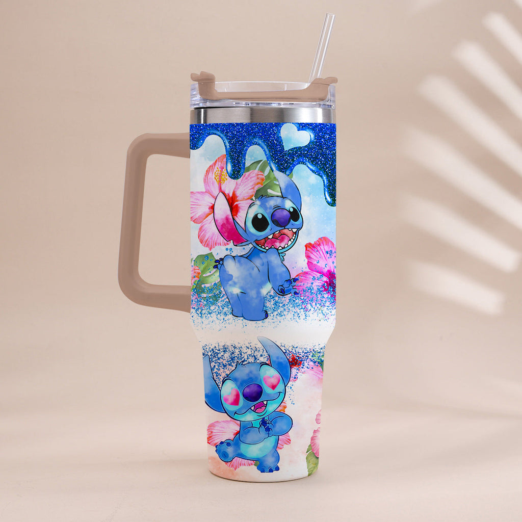 Personalized Tropical Vibe Tumbler With Handle Custom Name Gift Tumbler With Handle GradoCreations