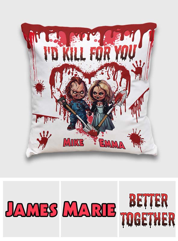 Personalized Horror Throw Pillow Custom Names Couples Gift Throw Pillow GradoCreations