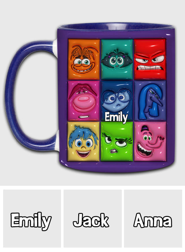 Personalized Accent Mug with Emotion Faces Custom Name Gift Accent Mug GradoCreations