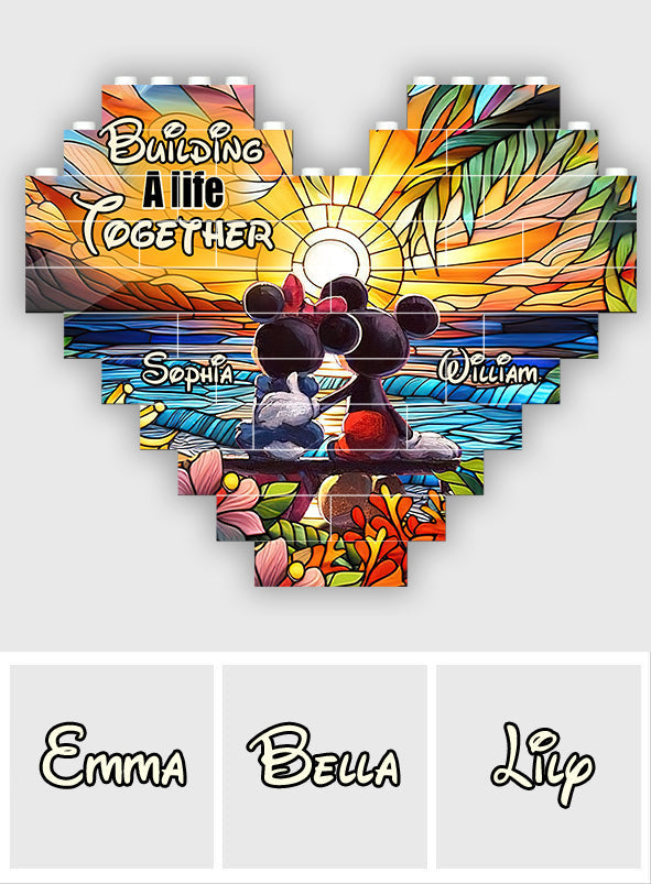 Personalized Heart Building Brick Blocks Custom Couple Gift for Anniversary Heart Building Brick Blocks GradoCreations