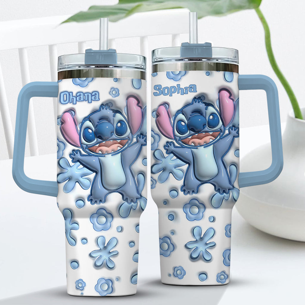 Personalized Ohana Tumbler with Handle Custom Design Gift Tumbler With Handle GradoCreations