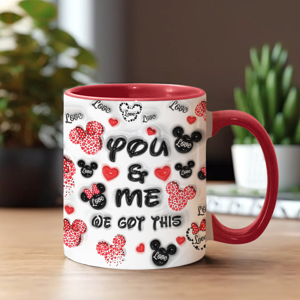 Personalized Accent Mug You & Me Kissing Mickey Minnie Gift for Couple Accent Mug GradoCreations
