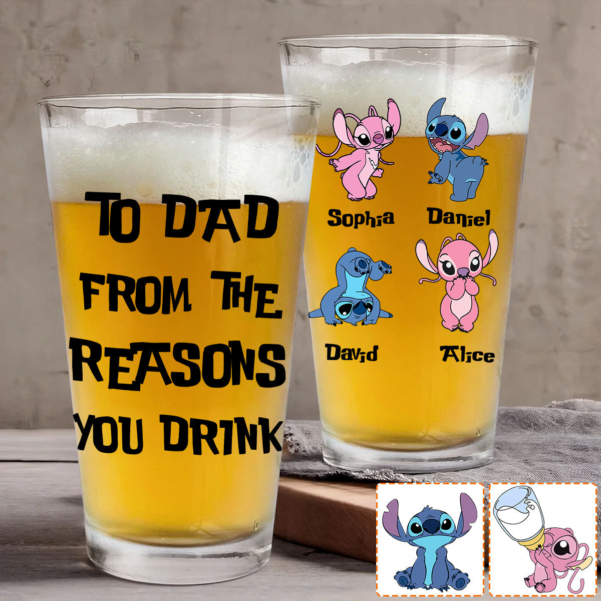 Personalized Beer Glass for Dad Custom Name Gift Idea Beer Glass GradoCreations