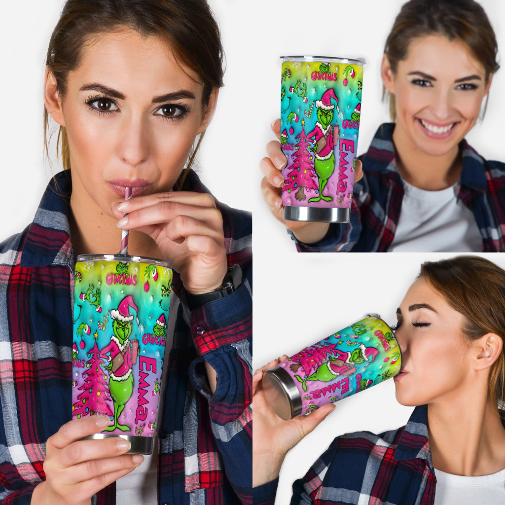 Personalized Grinch Christmas Tumbler Custom Name Gift Tumbler GradoCreations