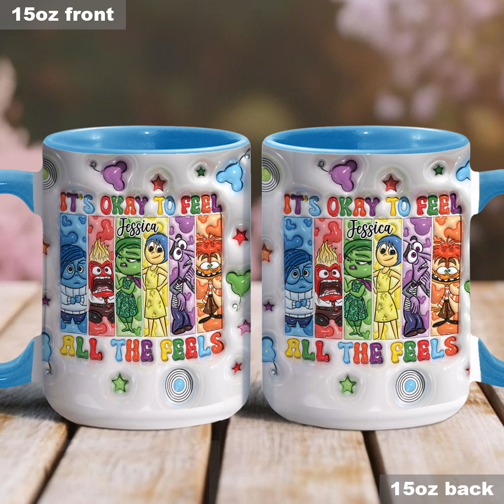 Personalized Accent Mug It's Okay To Feel All The Feels Gift for Birthday/Graduation Accent Mug GradoCreations