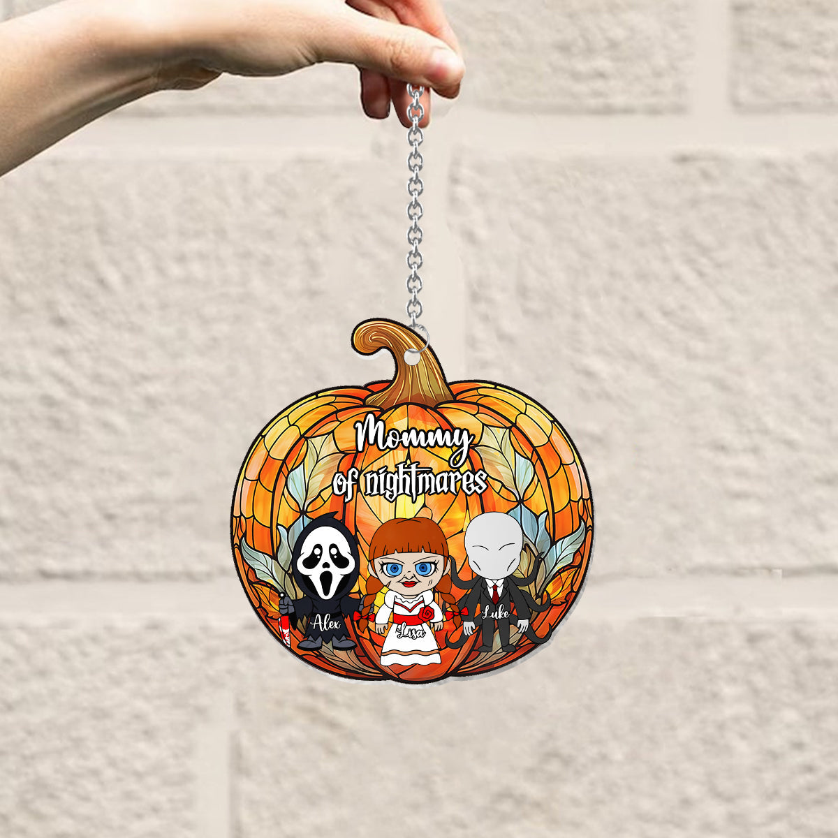 Personalized Pumpkin Suncatcher Ornament for Mom | Unique Home Decor Window Hanging Suncatcher Ornament GradoCreations