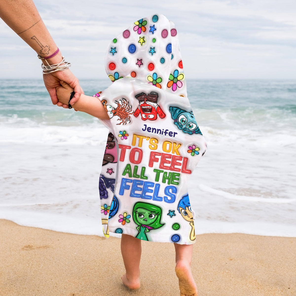 Personalized Kid Hooded Towel Poncho Custom Name Gift Kid Hooded Towel Poncho GradoCreations