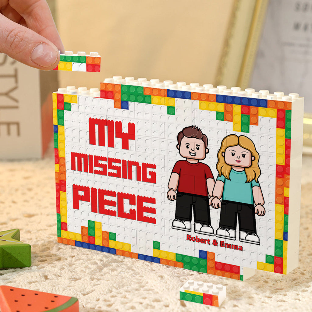 Personalized One-Sided Building Brick Block with Custom Names - Unique Couple Gift for Wedding or Anniversary One-sided Rectangle Building Brick Blocks GradoCreations