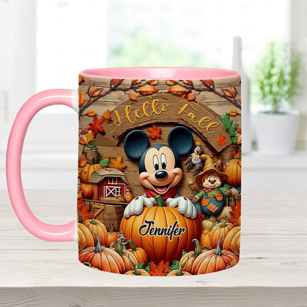 Personalized Hello Fall Accent Mug Custom Name Gift Idea Accent Mug GradoCreations