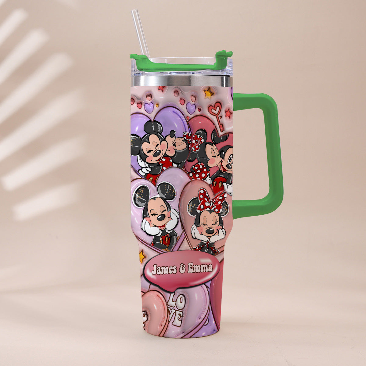Personalized Mouse Ears Couple Tumbler with Handle for Engagement Tumbler With Handle GradoCreations