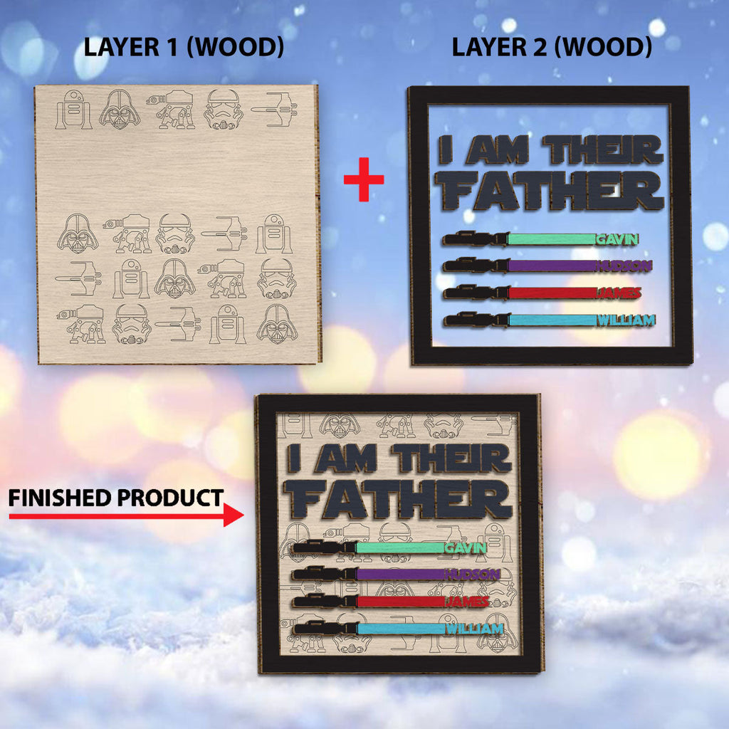 Personalized 2 Layered Wood Plaque I Am Their Father Gift for Dad 2 Layered Wood Sign GradoCreations