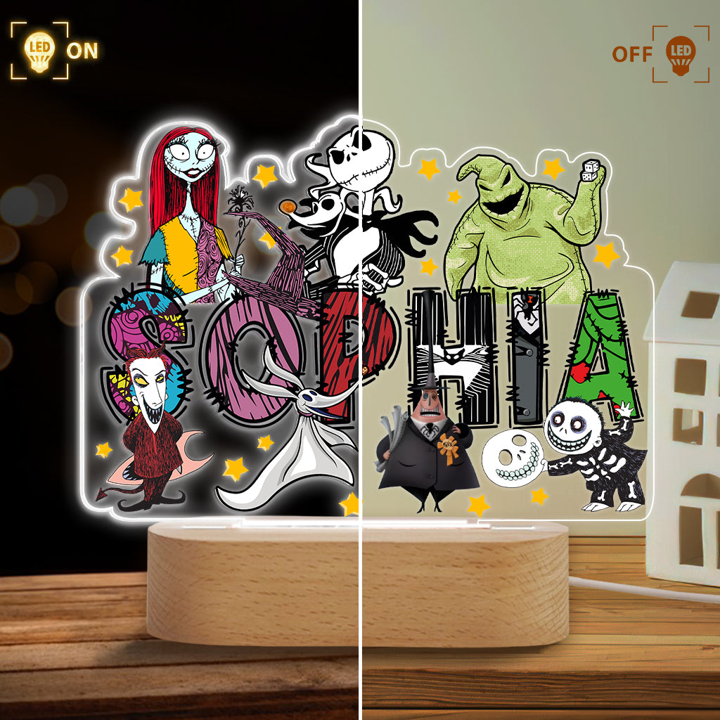 Personalized Nightmare Shaped Plaque Light Base Custom Name Gift for Halloween Shaped Plaque Light Base GradoCreations