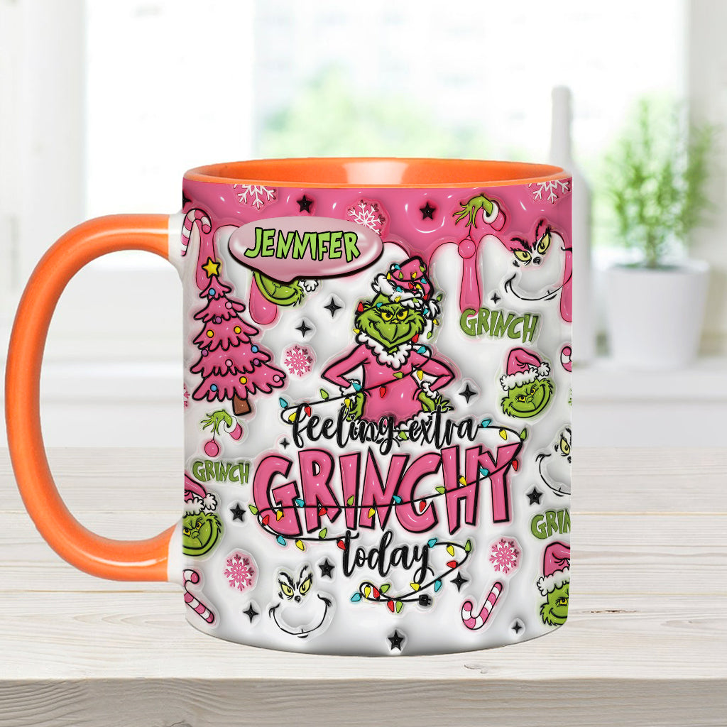 Personalized Grinch Accent Mug & Coaster Gift for Christmas Accent Mug GradoCreations