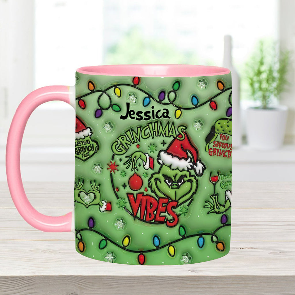 Personalized Grinchmas Vibes Accent Mug Custom Name Gift Accent Mug GradoCreations