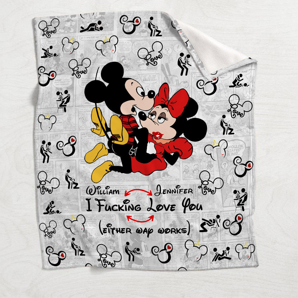 Personalized Double-Sided Flannel Mouse Blanket for Couples Blanket GradoCreations