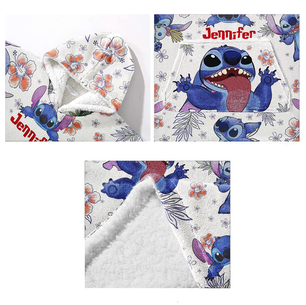 Personalized Stitch Blanket Hoodie Gift for Kids & Teens Blanket Hoodie GradoCreations