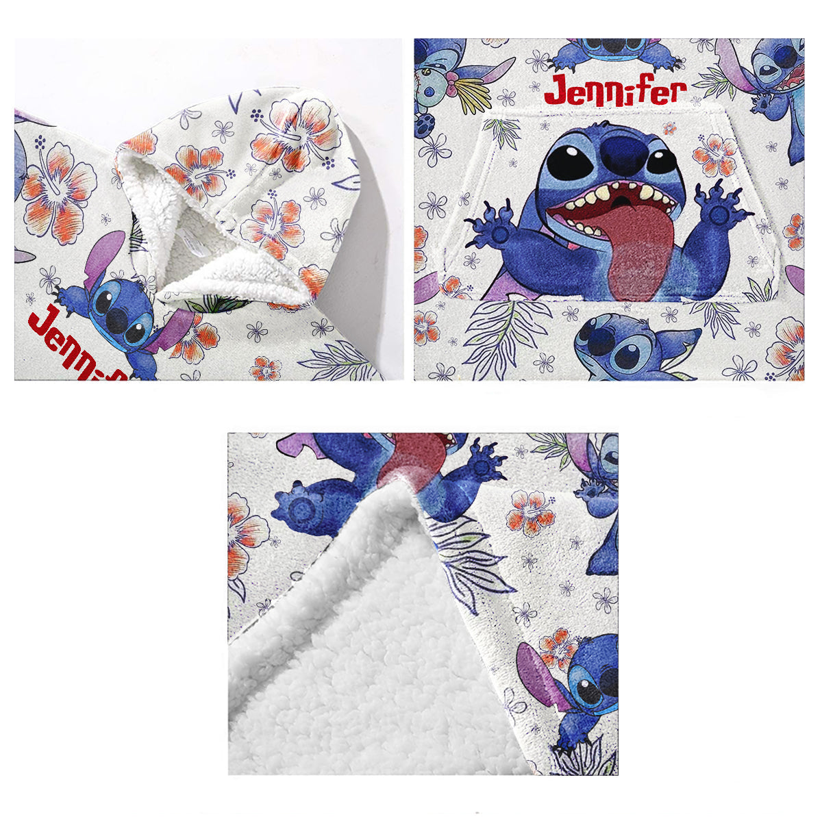 Personalized Stitch Blanket Hoodie Gift for Kids & Teens Blanket Hoodie GradoCreations