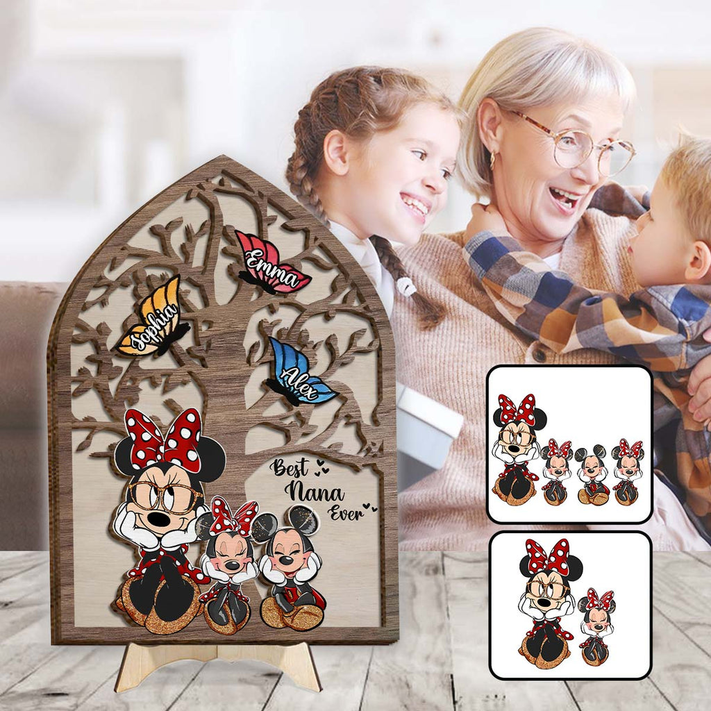 Personalized Best Nana Ever Mouse Ears 2-Layered Wood Sign Gift 2 Layered Wood Sign GradoCreations
