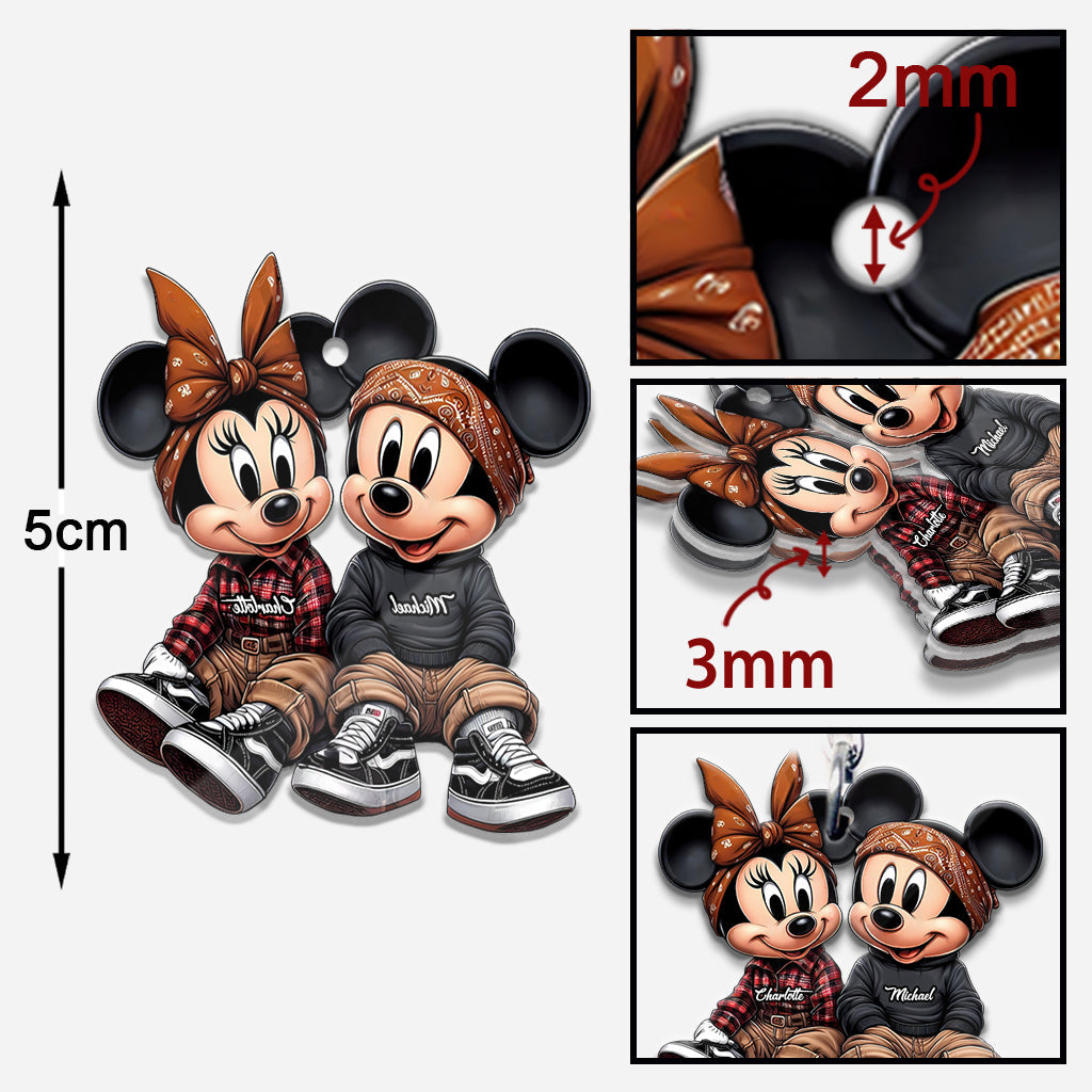 Personalized Chicano Mouse Keychain Custom Couple Gift Keychain GradoCreations
