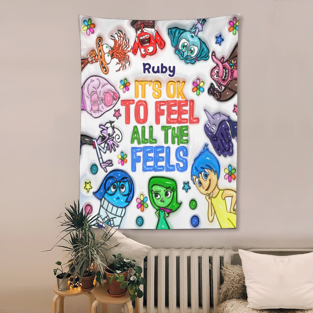 Personalized Wall Tapestry Custom Name It's Ok To Feel All The Feels Gift Wall Tapestry GradoCreations