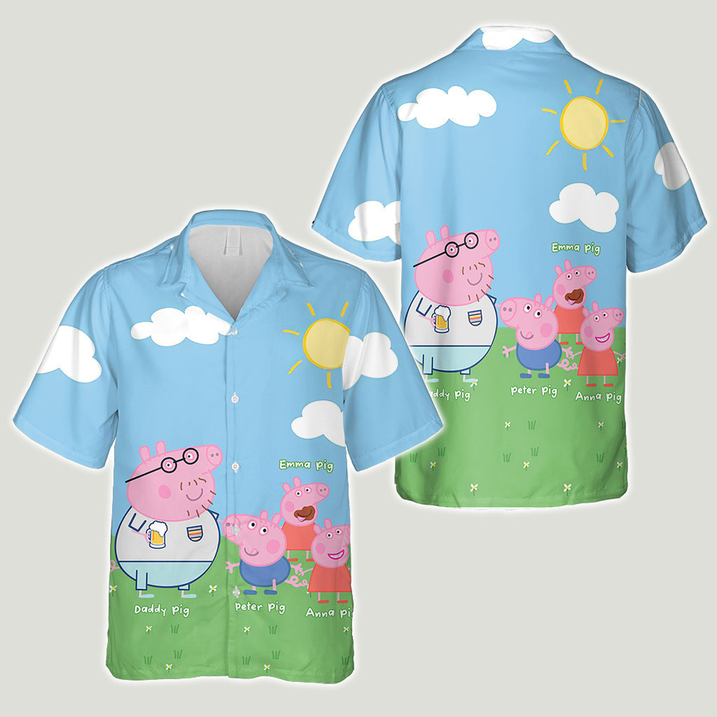 Personalized Daddy Pig Hawaiian Shirt for Dad | Summer Gift Hawaiian Shirt GradoCreations