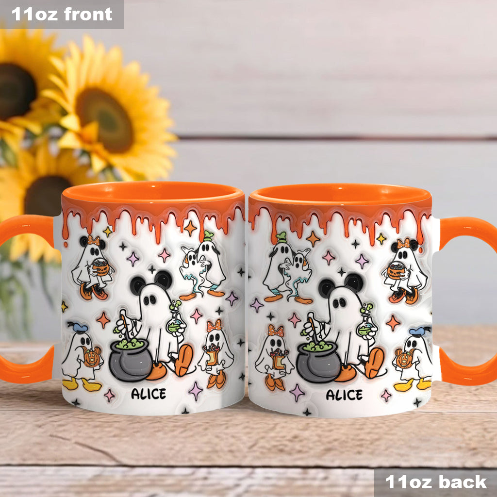 Personalized Spooky Ghost Accent Mug Custom Name Halloween Gift Accent Mug GradoCreations