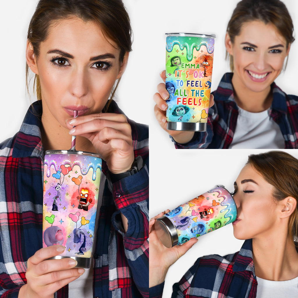Personalized Tumbler It's Ok To Feel All The Feels Gift for Kids Tumbler GradoCreations