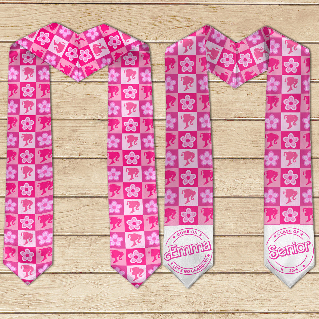 Personalized Pink Graduation Stole Custom Name for Seniors Graduation Stole GradoCreations