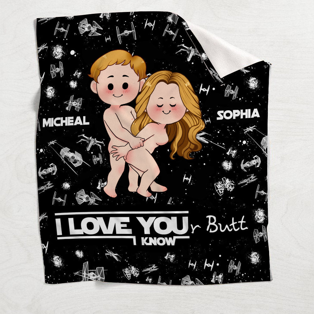 Personalized I Love Your Butt Blanket Custom Name Gift for Couples Blanket GradoCreations