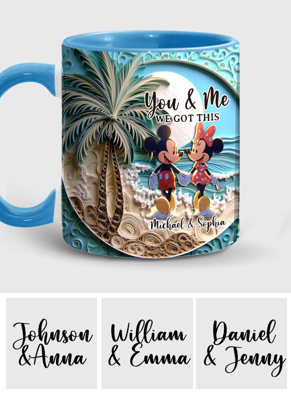 Personalized Couple Beach Scene Accent Mug Custom Names Gift Accent Mug GradoCreations