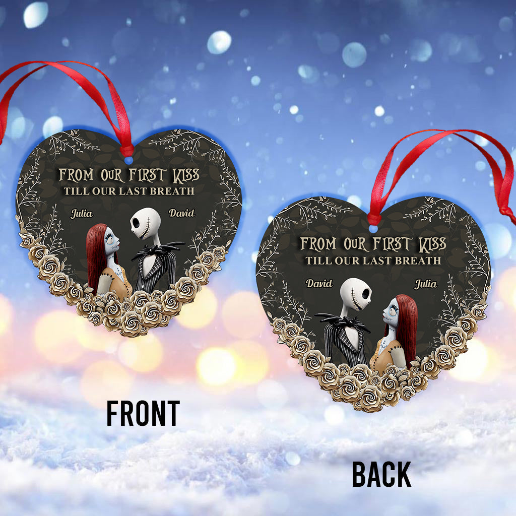 Personalized Nightmare Before Christmas Heart Ornament Custom Names Gift for Couples Ornament GradoCreations