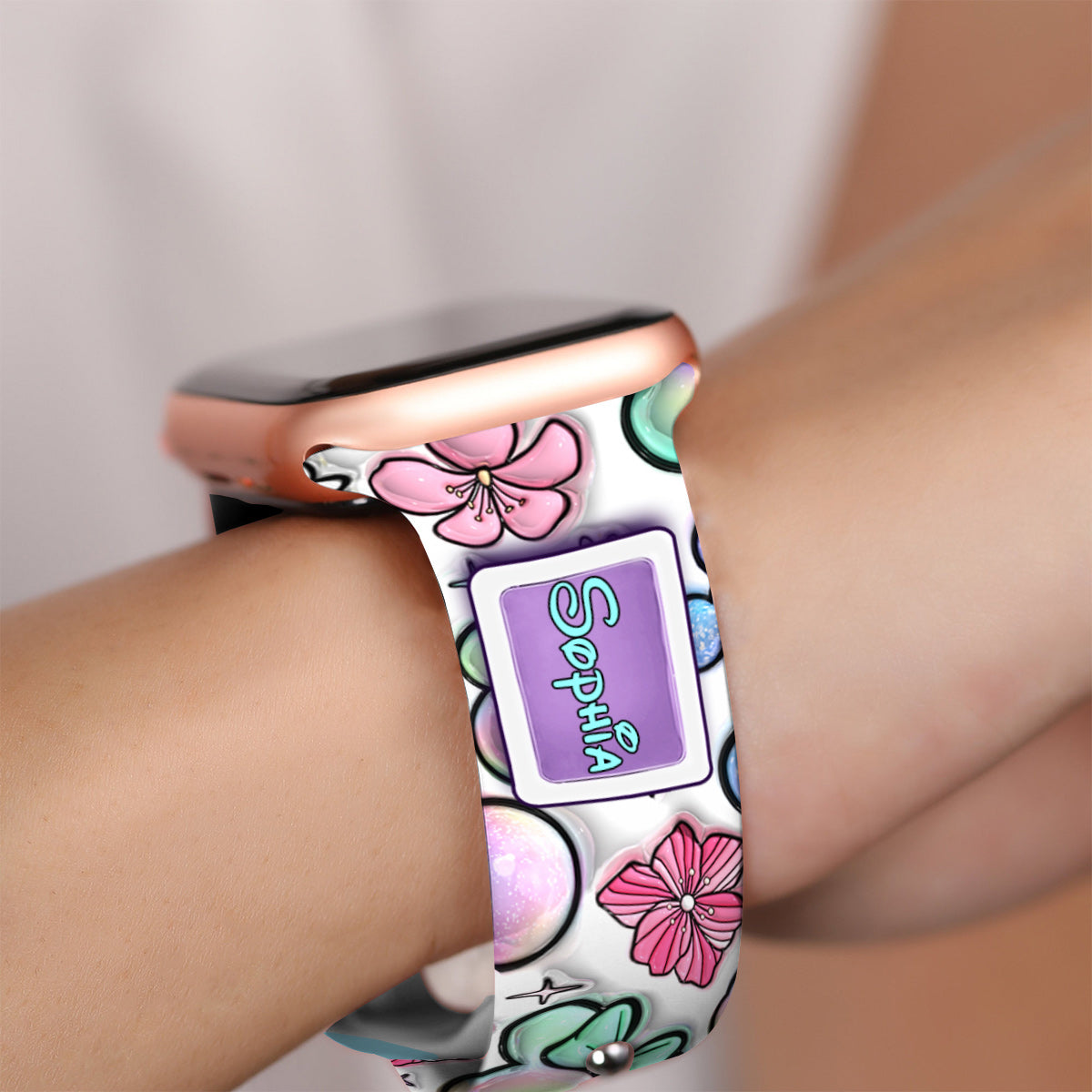 Personalized Puffy Mouse Ears Apple Watch Band Custom Name Gift for Kids Apple Watch Band GradoCreations