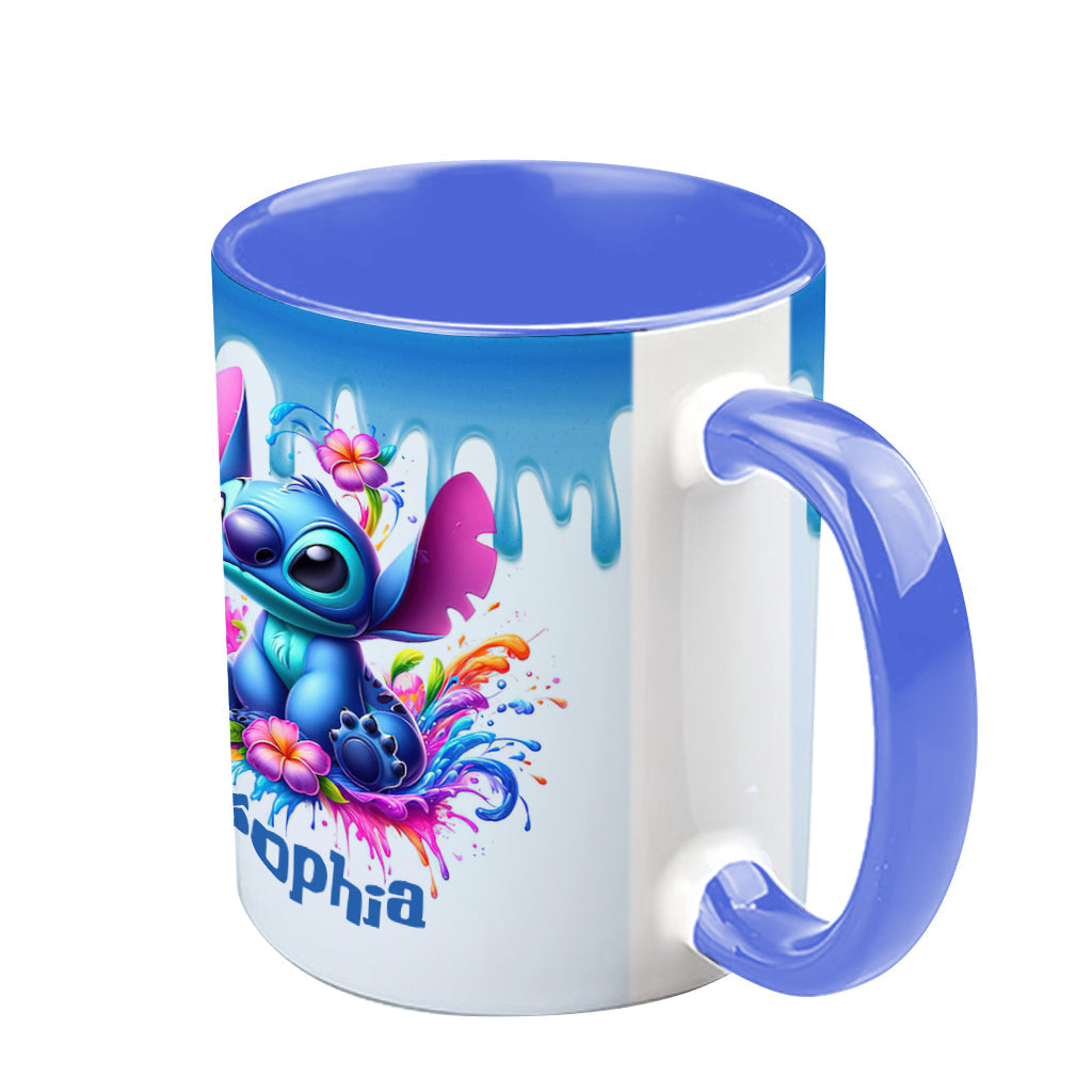 Personalized Blue Ohana Accent Mug Custom Name Gift Idea Accent Mug GradoCreations