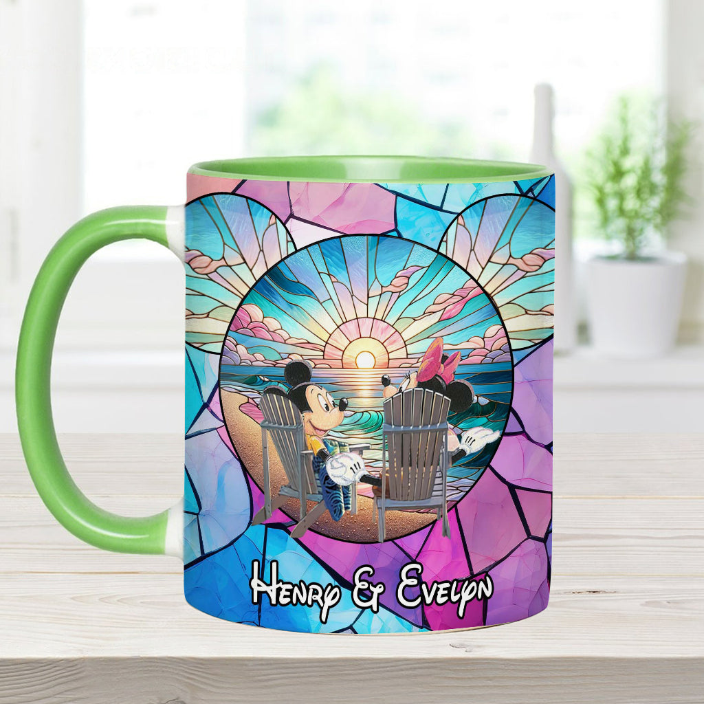 Personalized Ceramic Accent Mug with Sunset Design for Couples Accent Mug GradoCreations