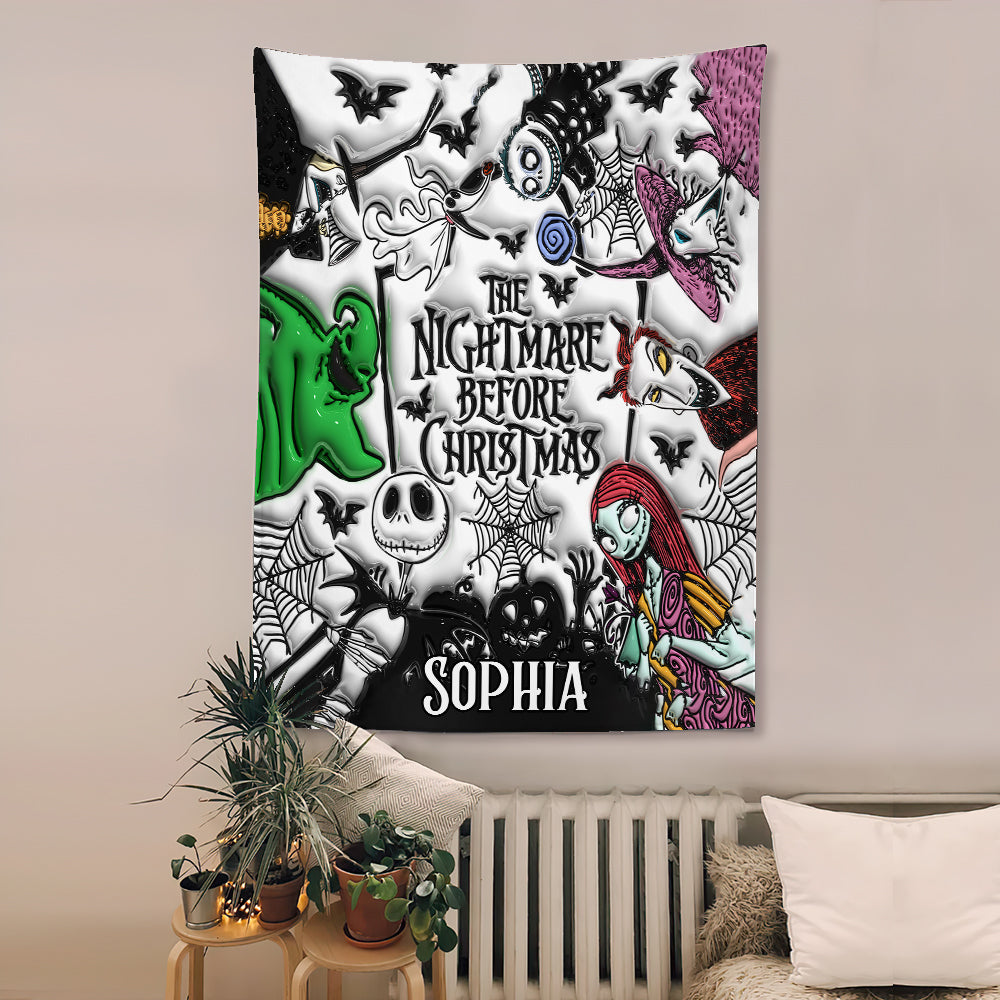 Personalized Nightmare Before Christmas Wall Tapestry Decor Gift Wall Tapestry GradoCreations
