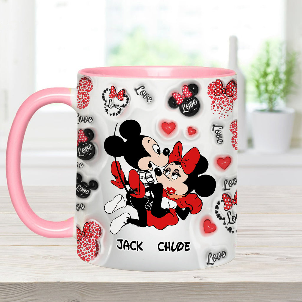 Personalized I Love You Mouse Accent Mug with Custom Names Gift Accent Mug GradoCreations