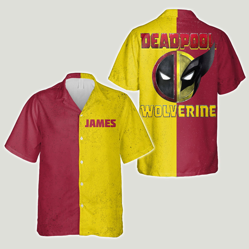 Personalized Deadpool & Wolverine Hawaiian Shirt Custom Name Gift for Him Hawaiian Shirt GradoCreations