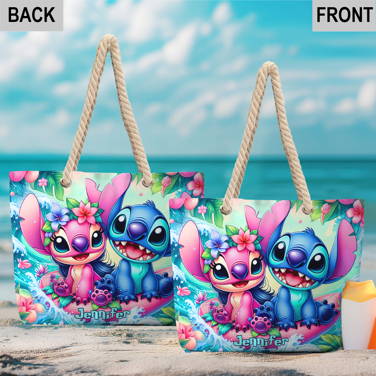Personalized Canvas Beach Bag with Custom Design for Summer Vibes Beach Bag GradoCreations