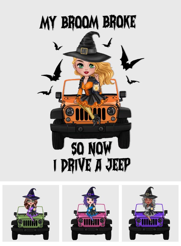 Personalized Witch Decal for Car, Jeep, Halloween Gift Decal Full GradoCreations