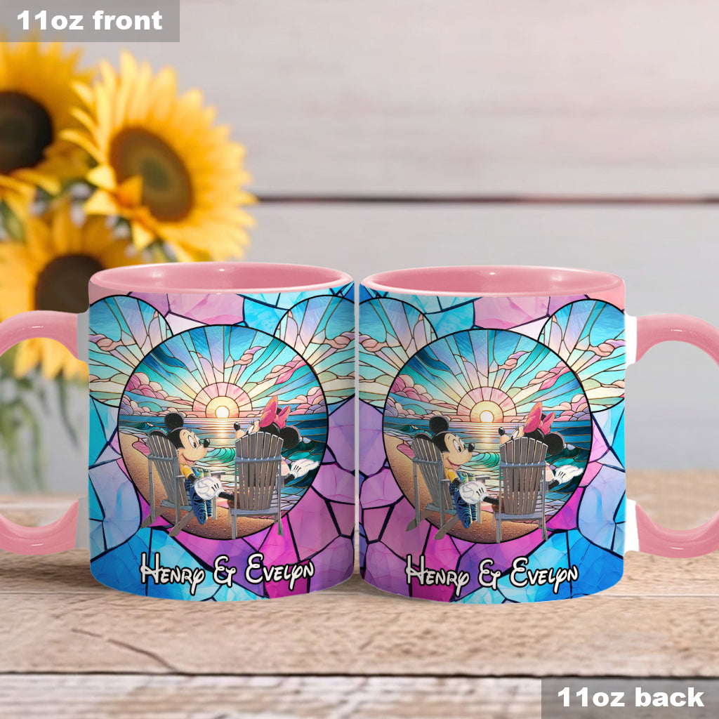 Personalized Ceramic Accent Mug with Sunset Design for Couples Accent Mug GradoCreations